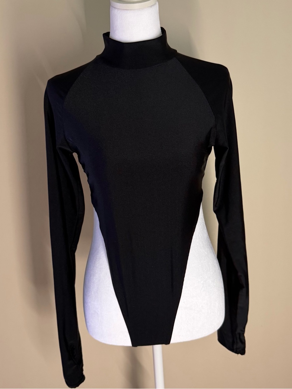 Edikted Black Long-Sleeve Mock Neck Bodysuit